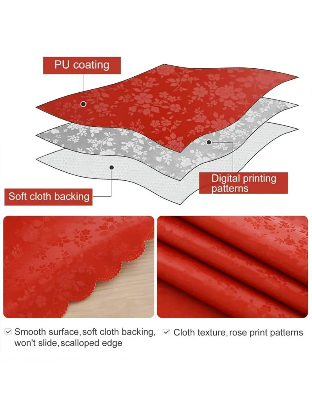 Waterproof Heavy Duty Vinyl Tablecloth, Rectangle 60x84 Inch, Durable & Easy